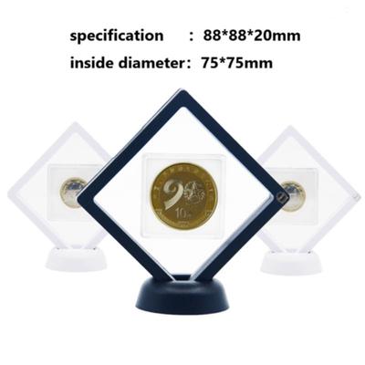 2Pcs 90*90mm Black 3D Floating Coin Display Frame Holder Box Case Stand