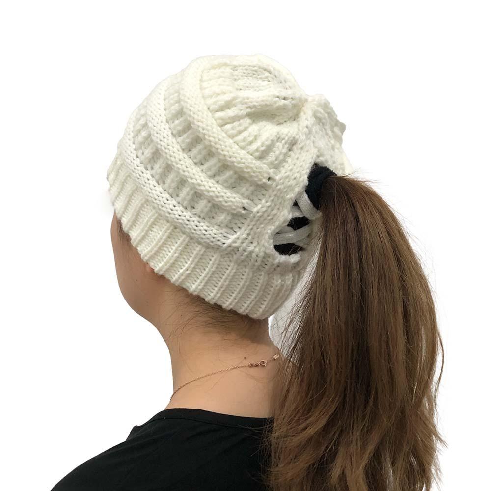 Buy Women Girls Messy Bun Crochet Cap 