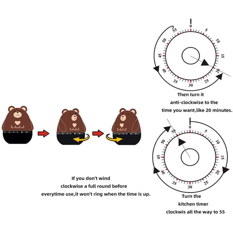 Ayı Mutfak Zamanlayıcısı Mekanik Mutfak Zamanlayıcısı Saat Çok Amaçlı Sevimli Mutfak Pişirme Aletleri