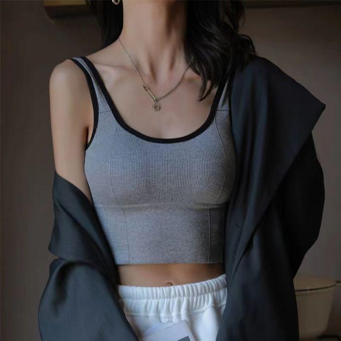 2026 Women s Camisole Tank Top with Built-in Bra - Versatile Summer Wear One Size светло-серый