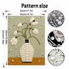 DIY Stretched Canvas Pearl Art Kit Flower Vase Floral Design 5D Sparkling Bead Painting Relaxing Hobby Gift for Home Decoration
