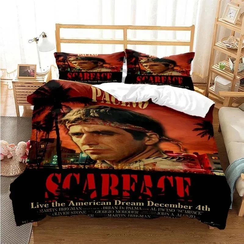 3D Print Tony Montana Scarfaces Bedding Set =Twin Queen Size Duvet Cover Pillowcase Quilt Cover Set for Boys Adult Girls
