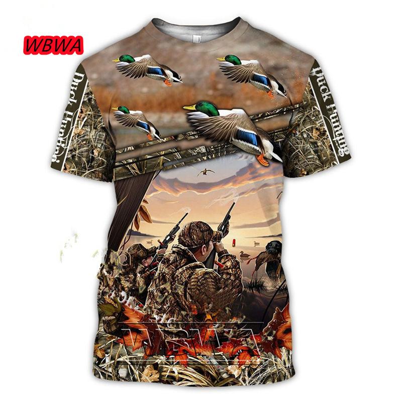 2026 new 3D digital printing duck hunting theme men's short-sleeved T-shirt outdoor leisure round neck breathable sports