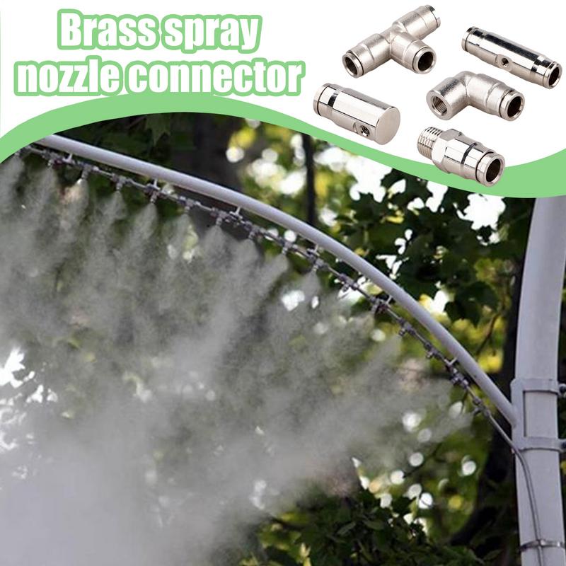 5pcs Brass Spray Nozzle Connector 1/8" Brass Brass Spray Nozzle Sliding Fitting Kit High Pressure PE Atomization Connector