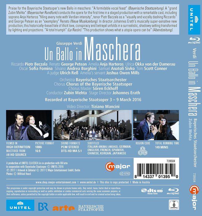 C major entertainment Verdi : Un Bal masqué. Beczala, Petean, Harteros, Fomina, Mehta, Erath. [Blu-Ray]