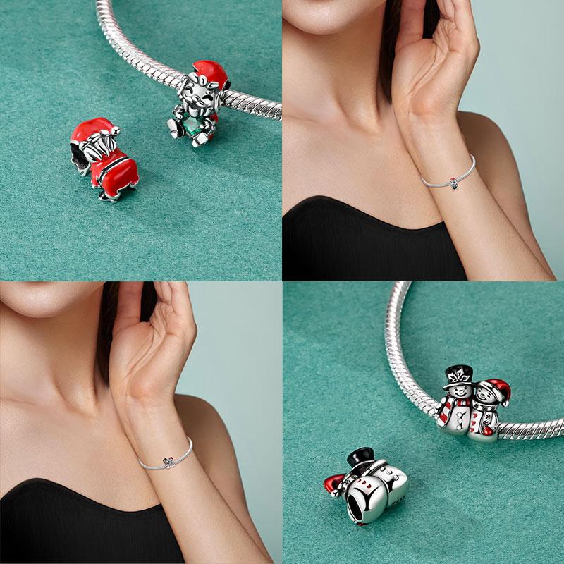 Neue Kupfer-Charms Perlen Schneemann Weihnachten Halloween Charm Anhänger Passend für Original-Charms-Armband Damenschmuck Geschenk