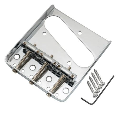 Musiclily Basic 10.8mm Pitch Vintage Style Telecaster Bridge Assembly with 3-Way Saddles for TL Electric Guitars, Chrome