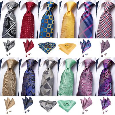New Fashion Mens Tie Business Necktie Hanky Cufflinks Tie Set