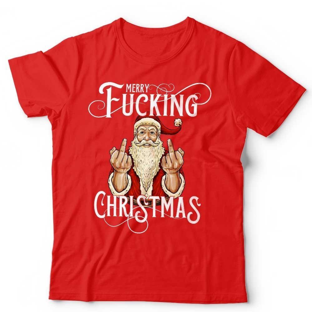 Funny Adult Christmas T Shirt Unisex Merry F*cking Christmas Funny Bad Santa Unisex T-Shirt XXXXL