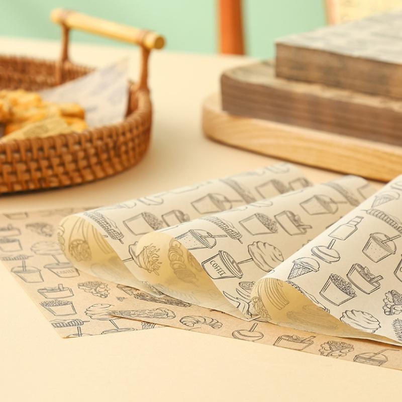 100 Adet Yağ Geçirmez Pişirme Gıda Ambalajı Wax Kağıt Burger Patates Kızartması Sarma Yağlı Kağıt Mutfak Sandviç Ekmek Gıda Pişirme Aletleri