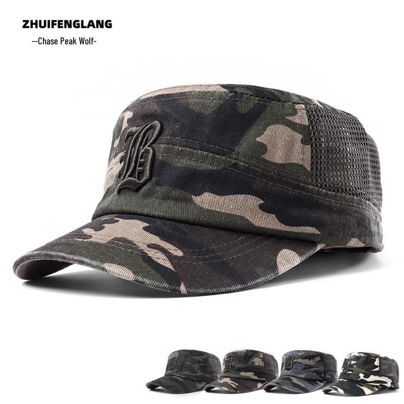 Men's Large Washed Cotton Military-Style Soft Top Duckbill Sun Hat