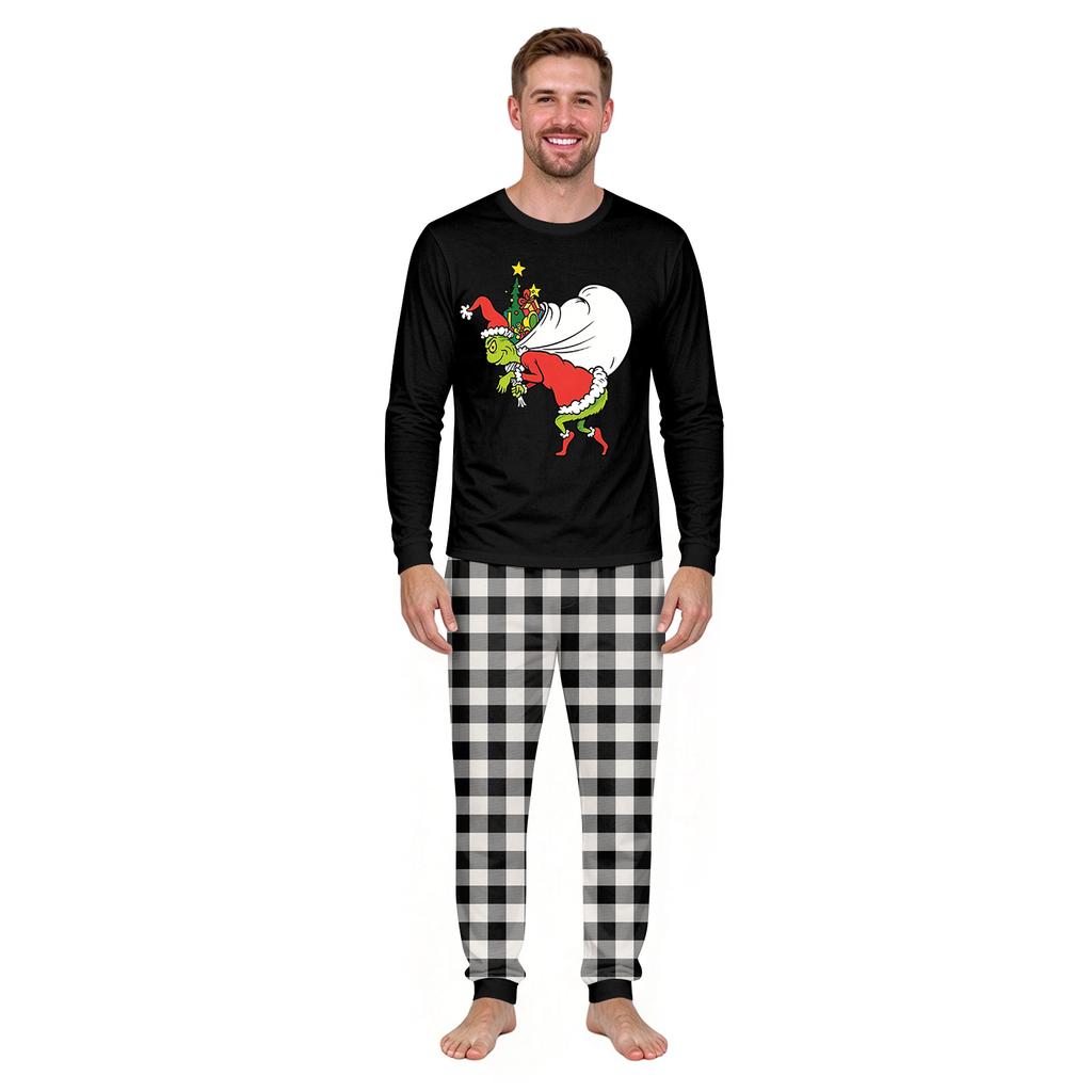 Christmas Print Crewneck Top and Jogger Pants Set Casual Two Piece Outfit for Holiday Lounging