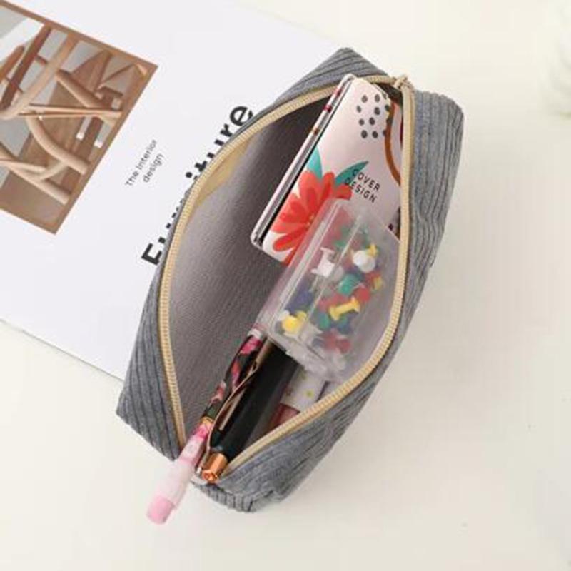 1/2pcs Cute Shark Pencil Case Unisex Korean Style Dirty Corduroy Resistant Storage Bag Girls School Student Supplies Stationery