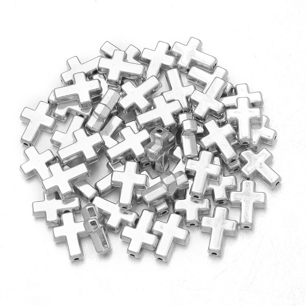 50pcs 12x16mm CCB Cross Beads Plastic Loose Spacer Beads For Jewelry Making DIY Handmade Bracelets Necklace Accessories Findings