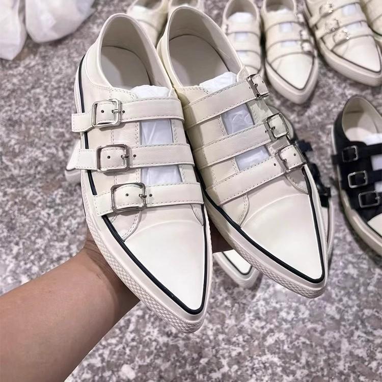 

Весна-лето 2025 новая женская универсальная обувь на плоской подошве с острым носком, кожаная обувь с пряжкой, два способа носки, ленивые одинарные туфли, туфли Мэри Джейн 35 белый