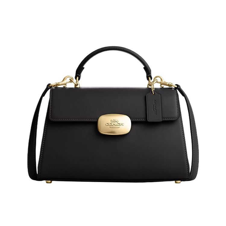 

Coach Eliza 27 Top Handle Bag Crafted From Calfskin Large Black Women Handbags CP006-IMBLK Gift Box Set (Basic Set+Yellow Box)
