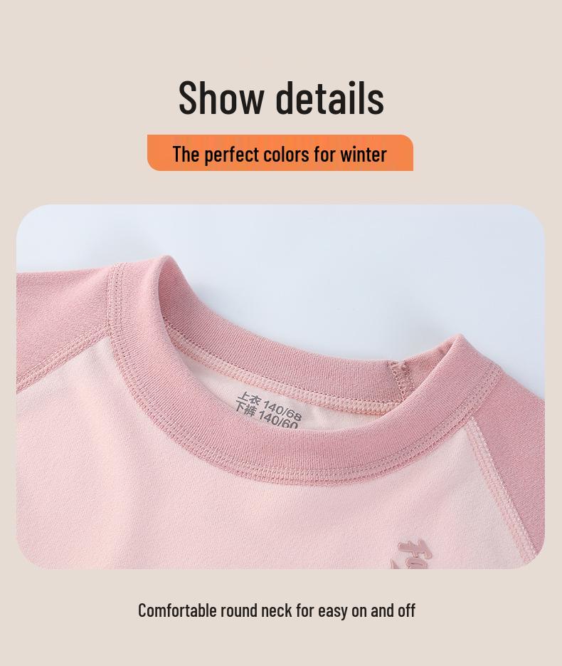 Children's Thermal Underwear Set: Boys' Spliced Pajamas & Girls' Antibacterial Autumn Wear