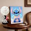 Lilo and Stitch Q Version Macaron Pajamas Pearl Painting Disney Pearl Decorated Ears Clouds Starry Sky Frameless Art Painting