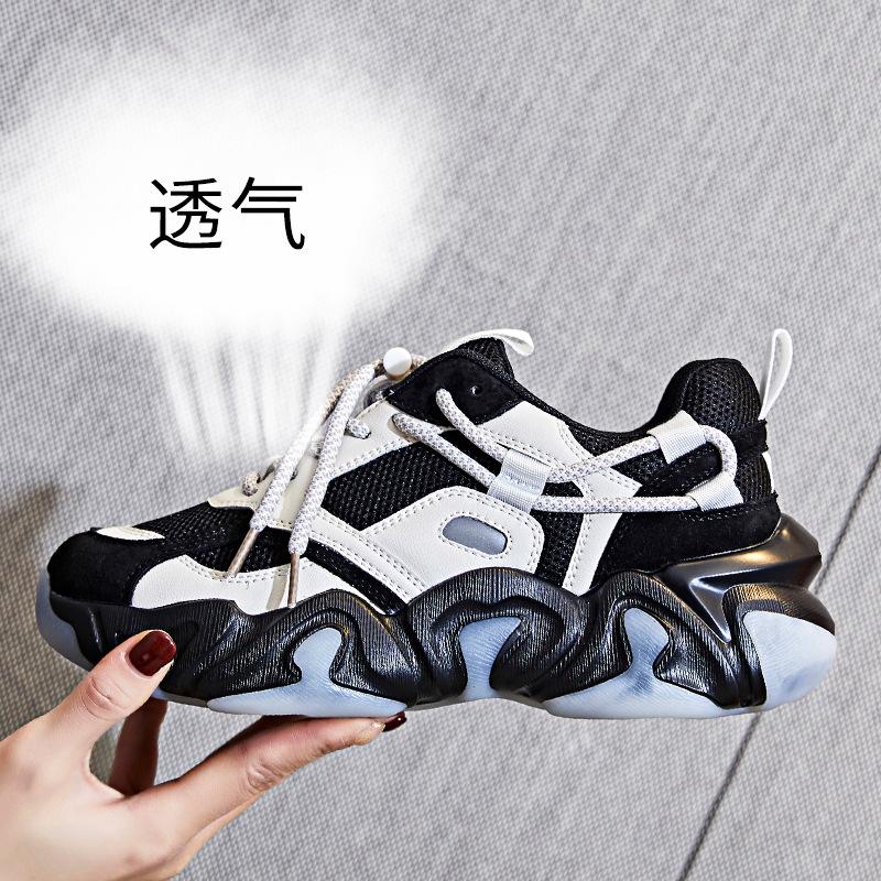 Shoes women s 2025 new spring sports net shoes first layer pigskin dad shoes women s casual leather women s shoes 40 чёрный