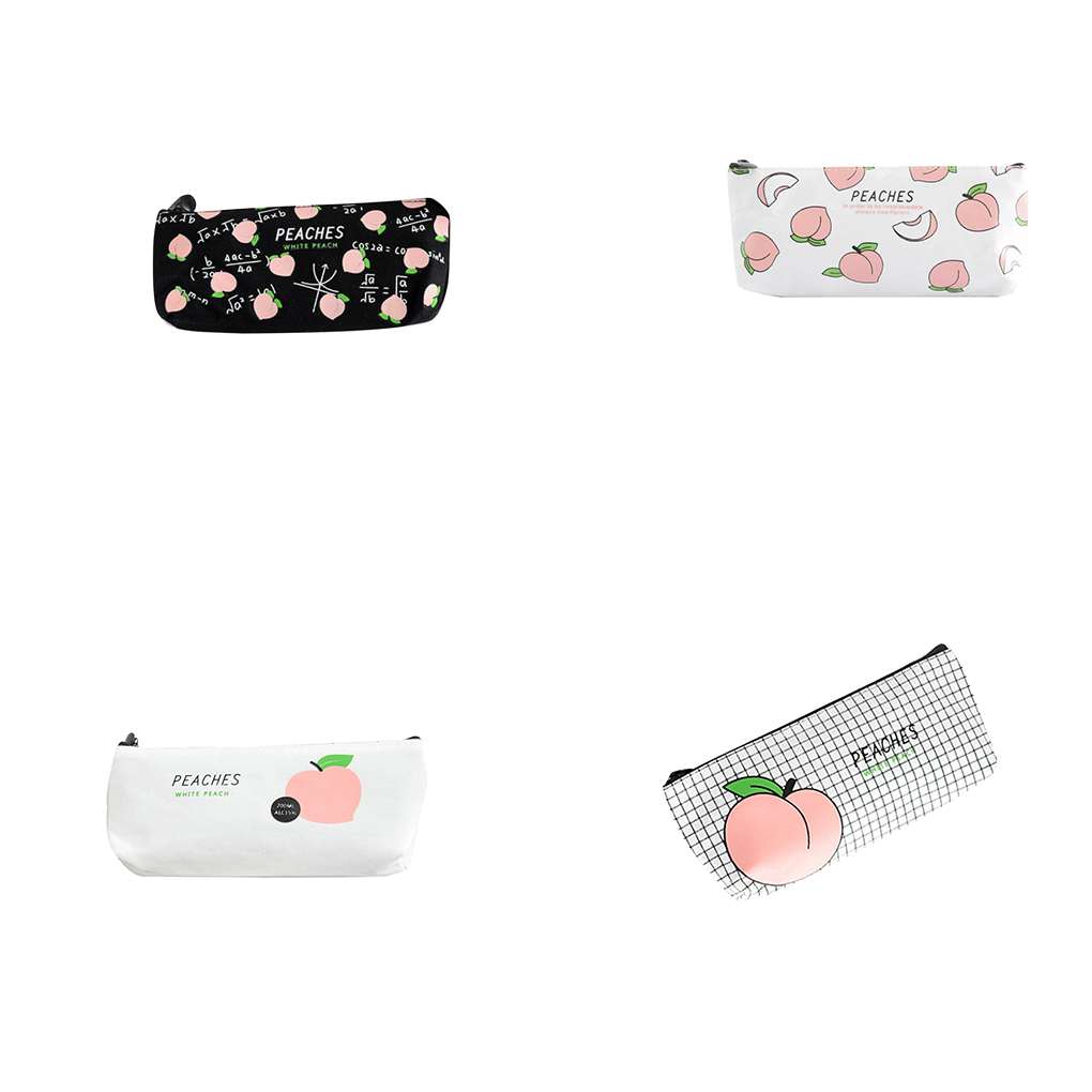 Fruit Printed Zipper Pencil Bag Students Pen Cases Stationery Office Supplies