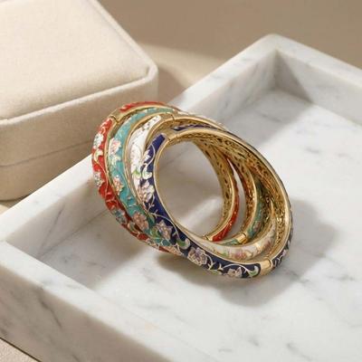 Tradiční Vintage Cloisonné Náramek Smaltovaný Dámský Náramek na Ruku Šperky Dárky