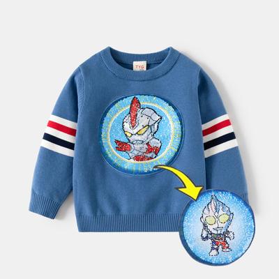 Children's Clothing Boys' Sweaters Autumn New Children's Cartoon Color-changing Sequins Single-layer Cotton Thread Top