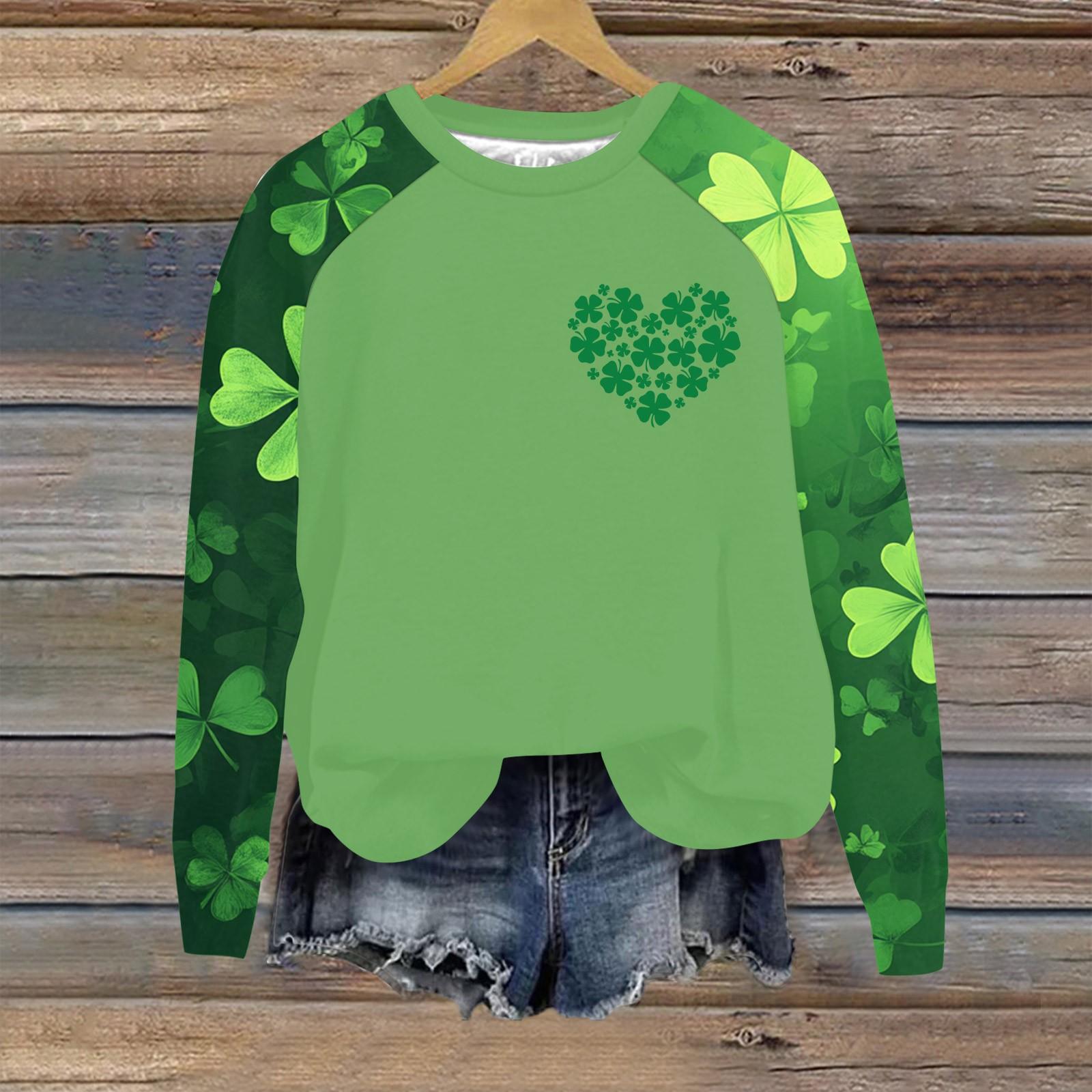 

Женский модный рукав реглан St. Повседневная толстовка с круглым вырезом и принтом ко Дню Святого Патрика L армия зеленый