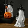 Halloweenská ozdoba Duch Čarodějnický klobouk Dýňový design Pryskyřičná soška Dekorace Domácí párty Atmosférické rekvizity