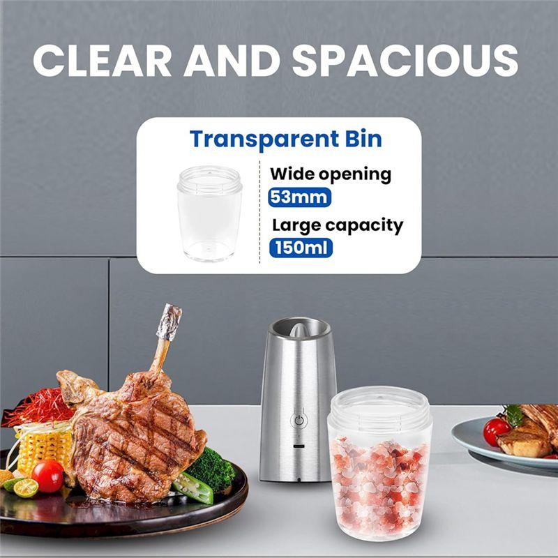 T02C!Rechargeable Electric Salt And Pepper Grinder, Adjustable Electric Salt And Pepper Grinder