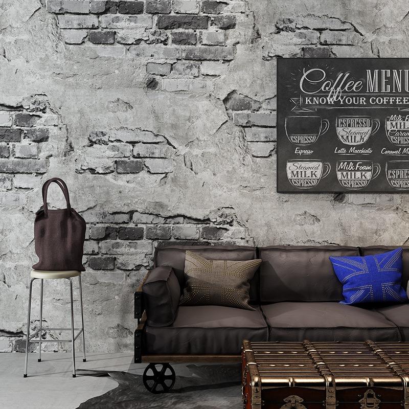 3D Brick Non-woven Wallpaper Retro Brick Stone Wallpaper Industrial Wind Loft Coffee Background Wall Decor