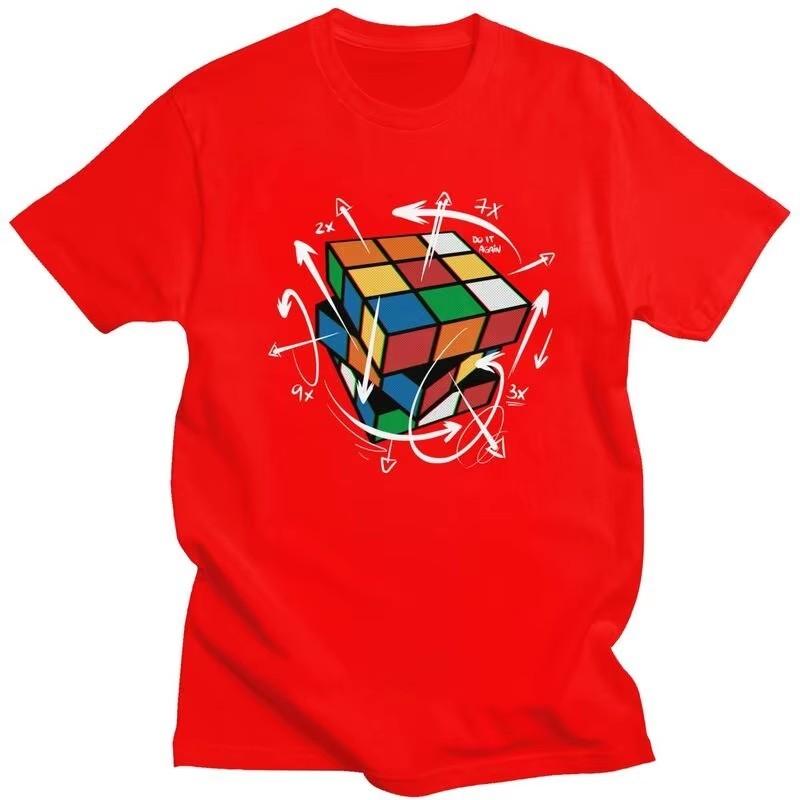 Rubik's Cube Math Formula Graphic Tee for Unisex Slim Fit Casual T-Shirt Geek Gift