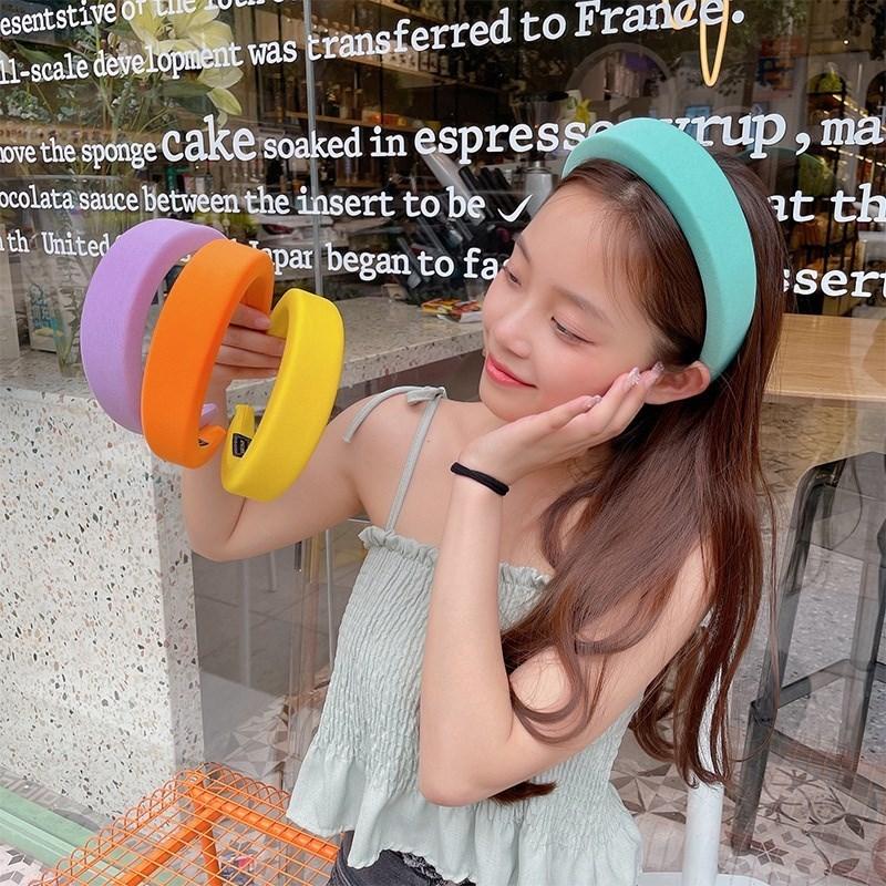 Candy Color Sponge Hairband Women Korean Celebrity Headband Wide-Brimmed Heightened Washing Face Girls Hair Accessories