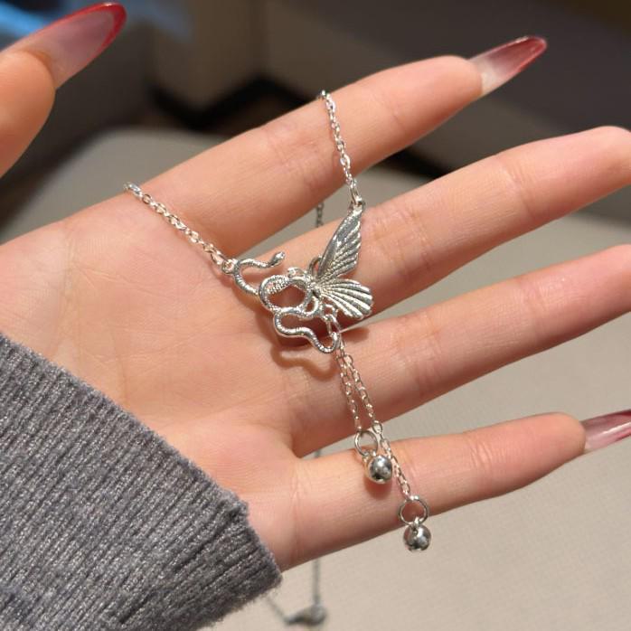 

Ожерелье с подвеской в виде змеи и бабочки китайского зодиака - Женский аксессуар на ключицу и цепочку для свитера null