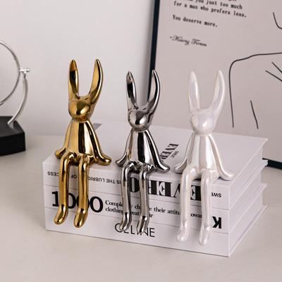 High-End Cartoon Long-Eared Rabbit Ornament for Luxury Decor