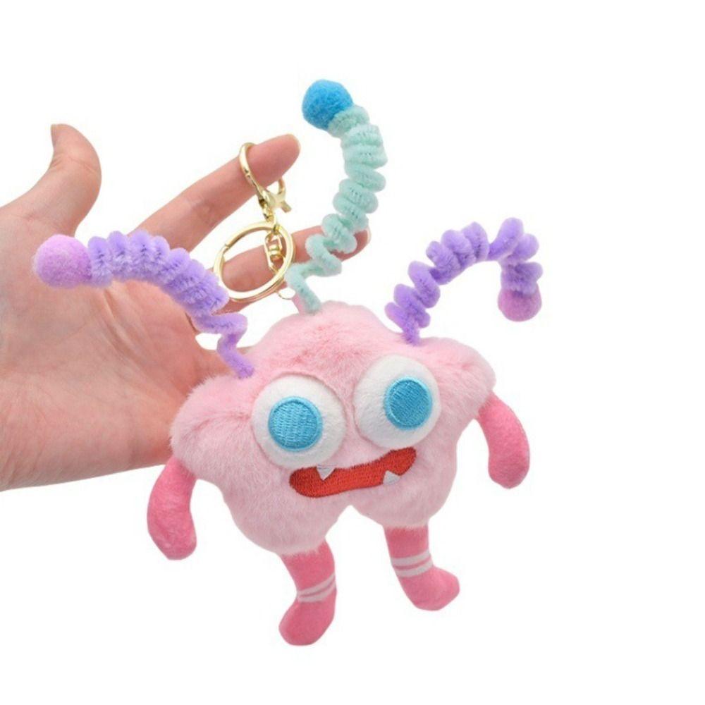 Plush Funny Chenille Sticks Keychain DIY Hair Style Big Mouth Plush Pendant  Earphone Case