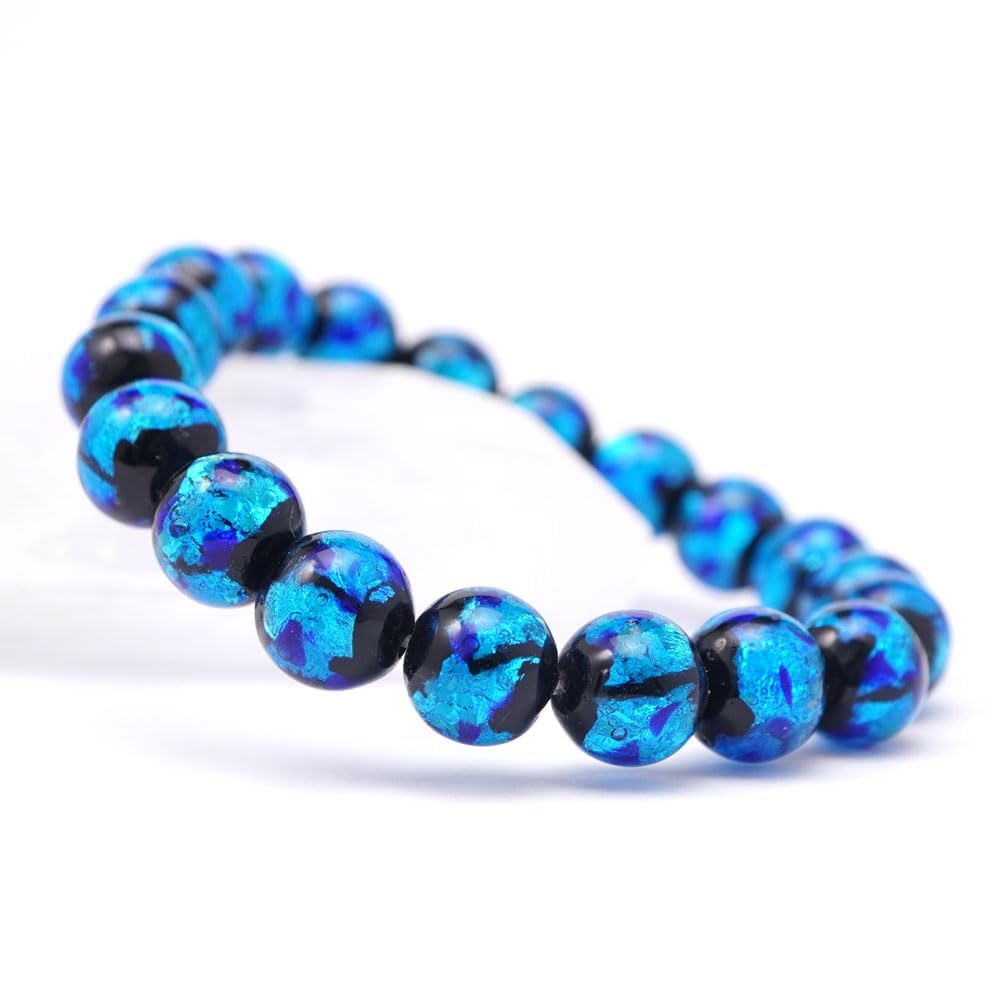 Dragonfly Ball Blue 10mm Round Ball Bracelet Inner Circumference Midnight Blue Firefly Glass Natural Stone Power Stone Prayer Bead Prayer Bead Gift