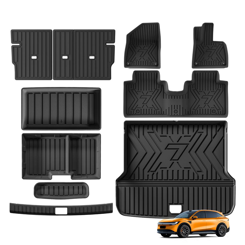 LUCKEASY Right Drive for Zeekr 7X RWD 2026 2025 (Not Fit AWD) All -Weather Floor Mats Seat Back Protector Storage Tray Black