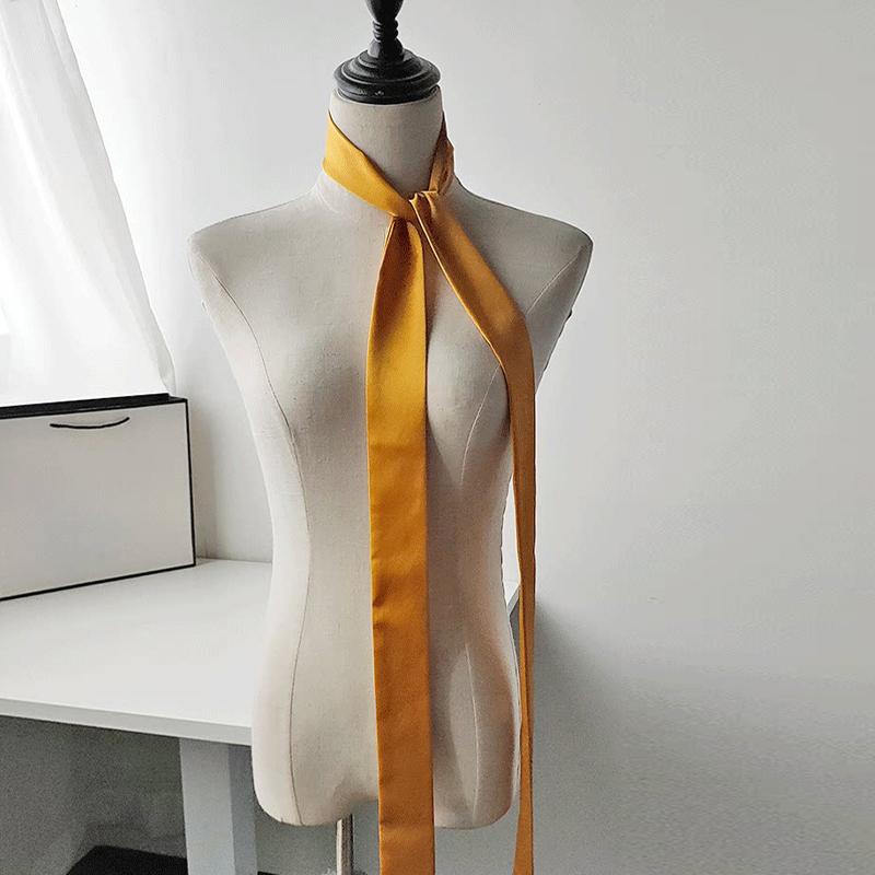 Women Long Narrow Scarf 190x4.5cm Polka Dot Satin Ribbon Headband Choker Multi Functional Accessory for Bags