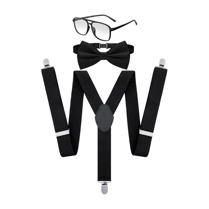 Хэллоуин Книжные Костюмные Аксессуары Регулируемые Мужские Подтяжки с Галстуком-бабочкой Очки для Мужчин Женщин Хэллоуин Маскарад 1