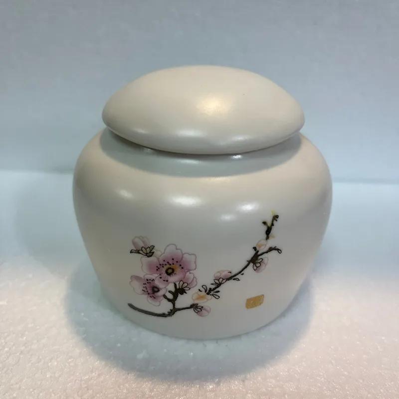Ceramic Tea Caddy Small Mini Portable Oolong Tea Storage Tank Travel Tea Boxes Powder Sealed Jar Tea Containers Spice Candy Jar