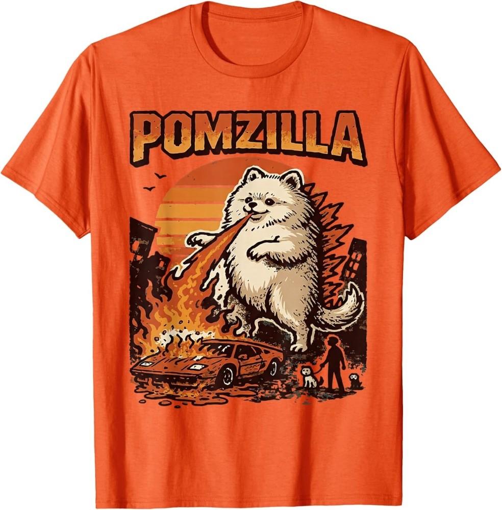 

Pomzilla Pomeranian Dog Vintage Monster Pom Dog Lover TShirt Unisex T-Shirt XXXL
