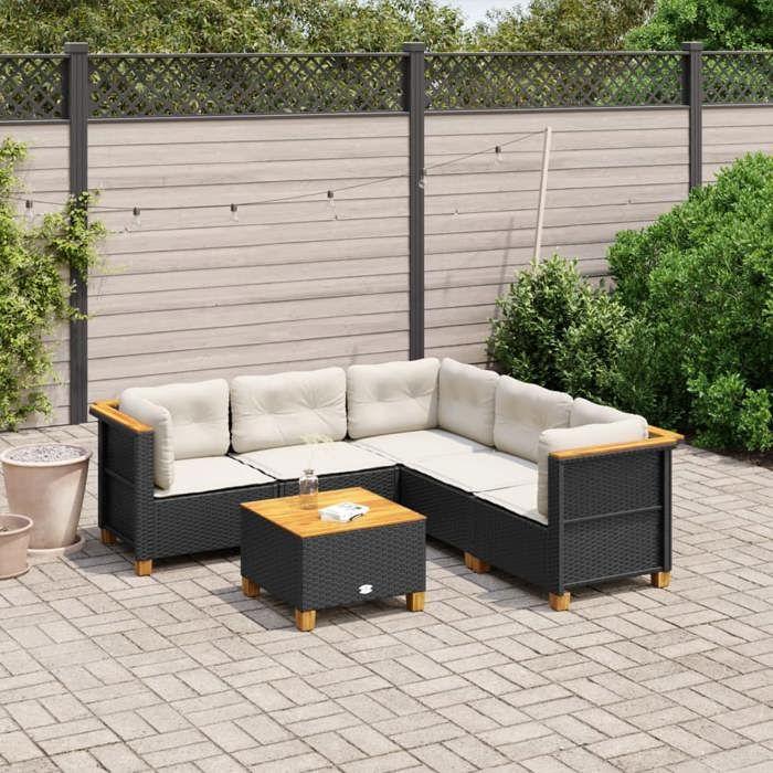 VidaXL Garden Lounge Set 6 Pcs with Cushions Black Braided Resin 3261827