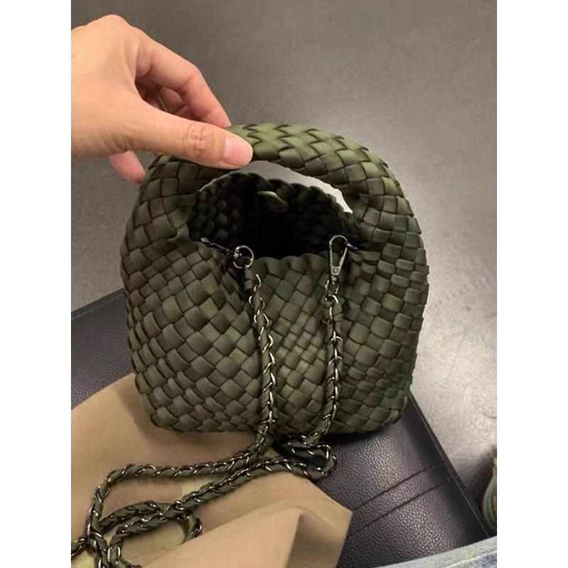 

Classy Nylon Hand-Woven Bag Women s Underarm Bag 2024 New Satin Tote Handbag Shoulder Messenger Bag Satin Green small size