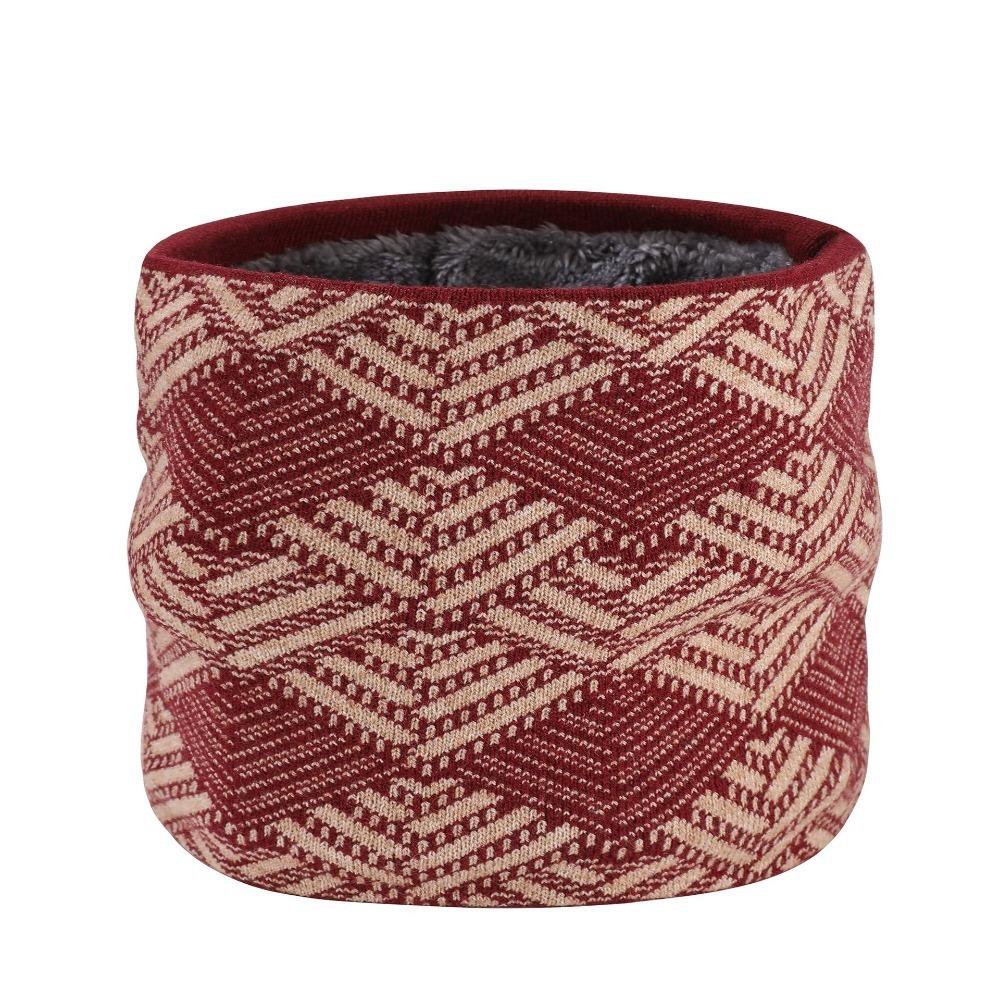 

High Quality Fleece Lined Knitted Scarf Double-Layer Warmer Neck Tube Winter Neck Gaiter Thick Soft Riding Mask Woman/Men вино красного