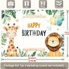 Party Backdrop Jungle Safari Cartoon Giraffe Lion Balloons Festive Celebrations Photo Booth Decor Birthday Party Decor
