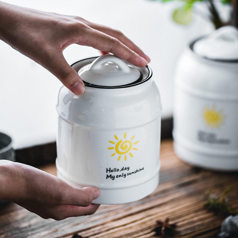 Ceramic White Sugar Jar: Large, Sealed Storage for Milk Powder, Tea, Grains, and Snacks