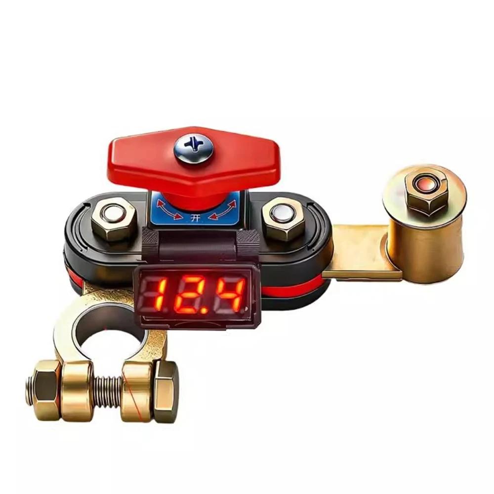 Universal 360° Dual-Rotary Car Battery Disconnect Switch 12V Digital Display Car Anti-Leakage Anti-Corrosion Protection Device красный