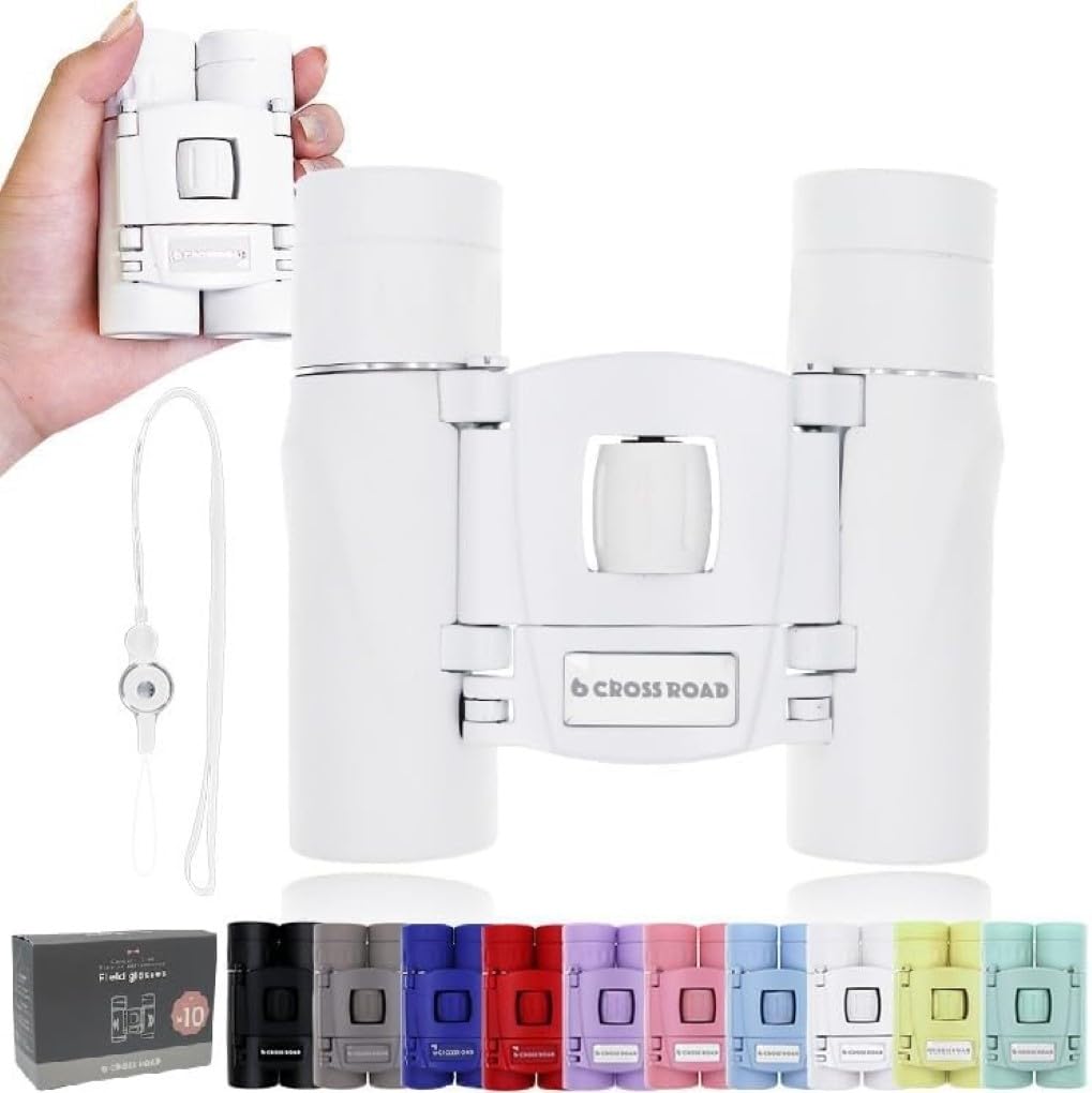 

Crossroads Premium White 10x Perfect for Live Stage Wild Opera Comes with Case and Neck Strap Binoculars, Magnification, Lightweight, Compact, Small,