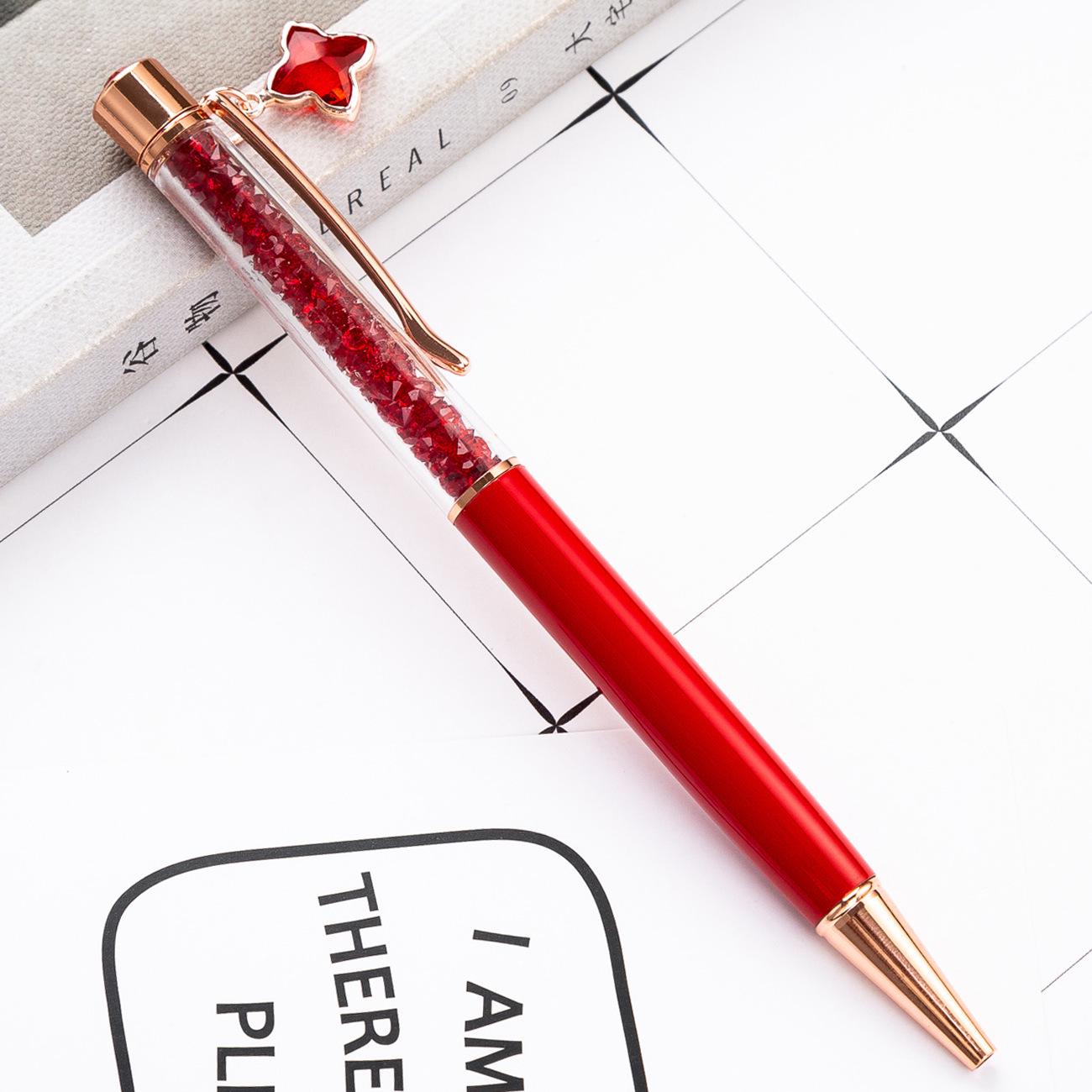 

1 шт., шариковая ручка, школьные принадлежности, канцелярские принадлежности, офисные металлические кристаллы, вращающийся люксовый бренд, высокое качество, медсестра, бриллиант, розовое золото, клевер Ink Color:Black