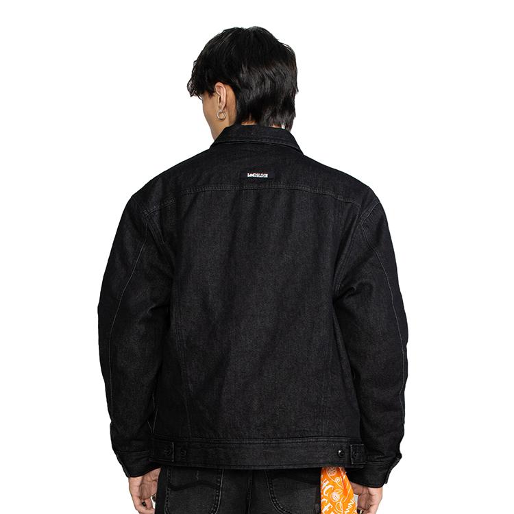 Lee FW22 Washed Distressed Denim Collar Down Jacket Men Jackets Black LMT003992100031998L00
